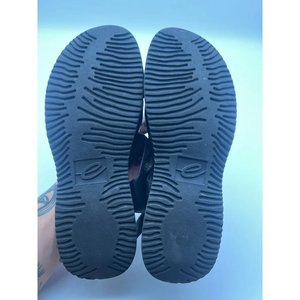 Easy Spirit I-Varsity Black Leather Slingback Comfort Sandals Womens 7.5 M